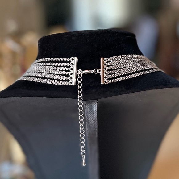 Silver Multi-Strand Layered Cable Chain Opera Necklace - Picture 3 of 6